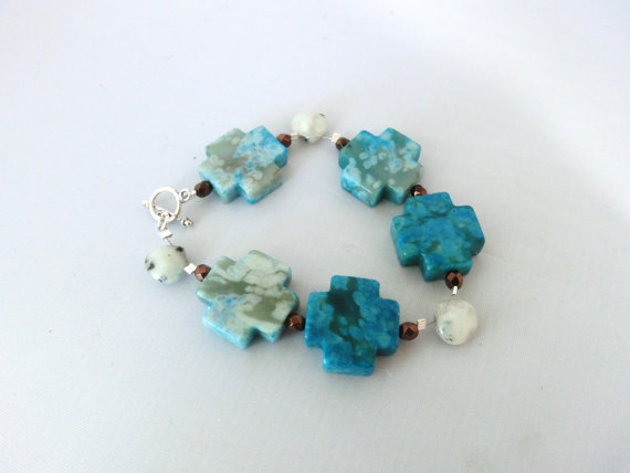 Turquoise Cross Stone Bracelet
