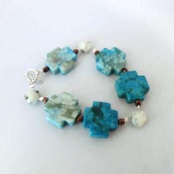 Turquoise cross stone bracelet 